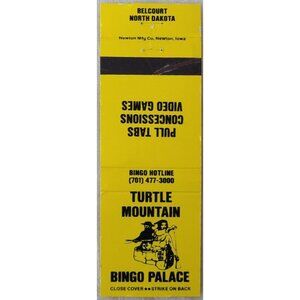 Vintage Matchbook Cover Turtle Mountain Bingo Palace Belcourt ND North Dakota